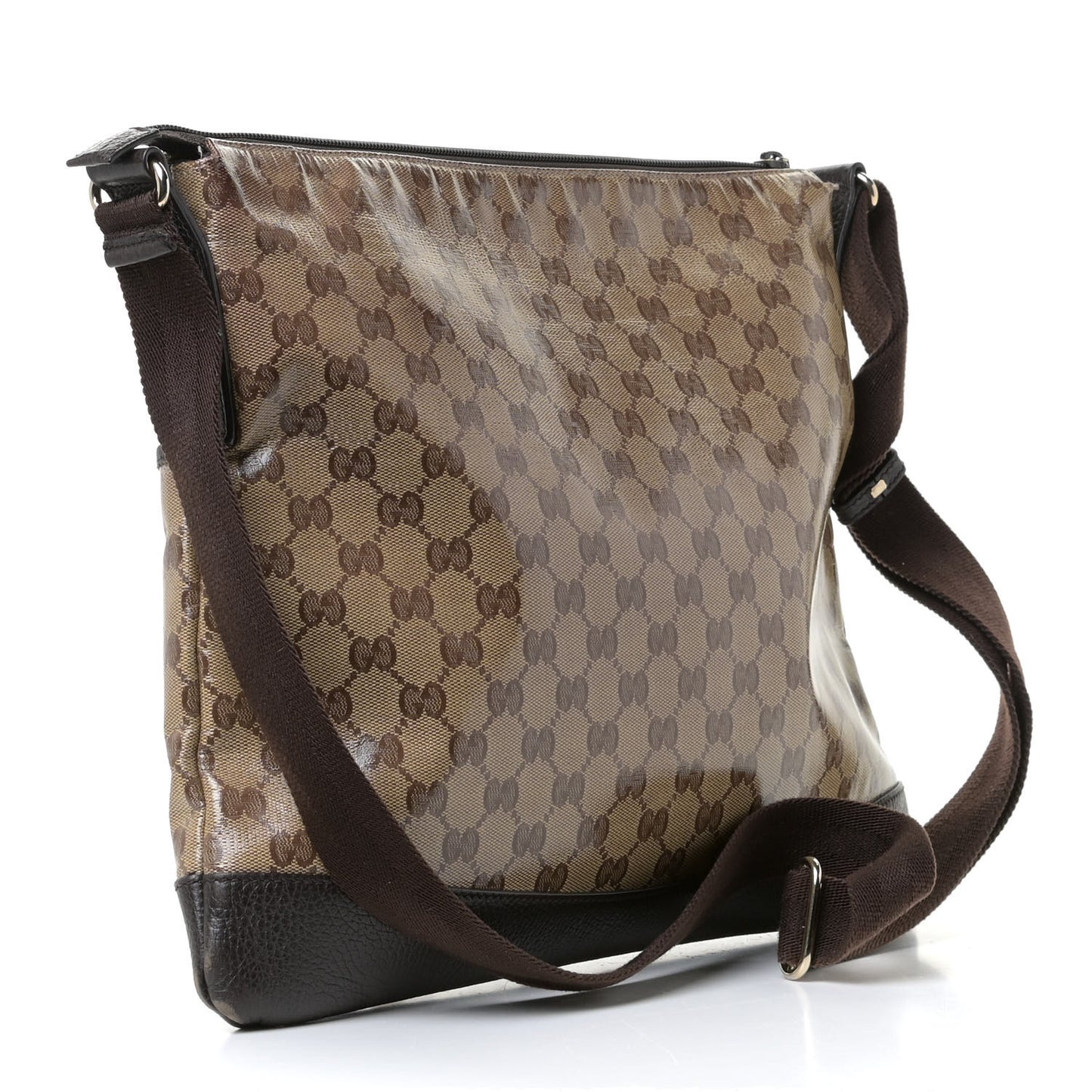 Crystal Monogram Medium Flat Messenger Bag Dark Brown