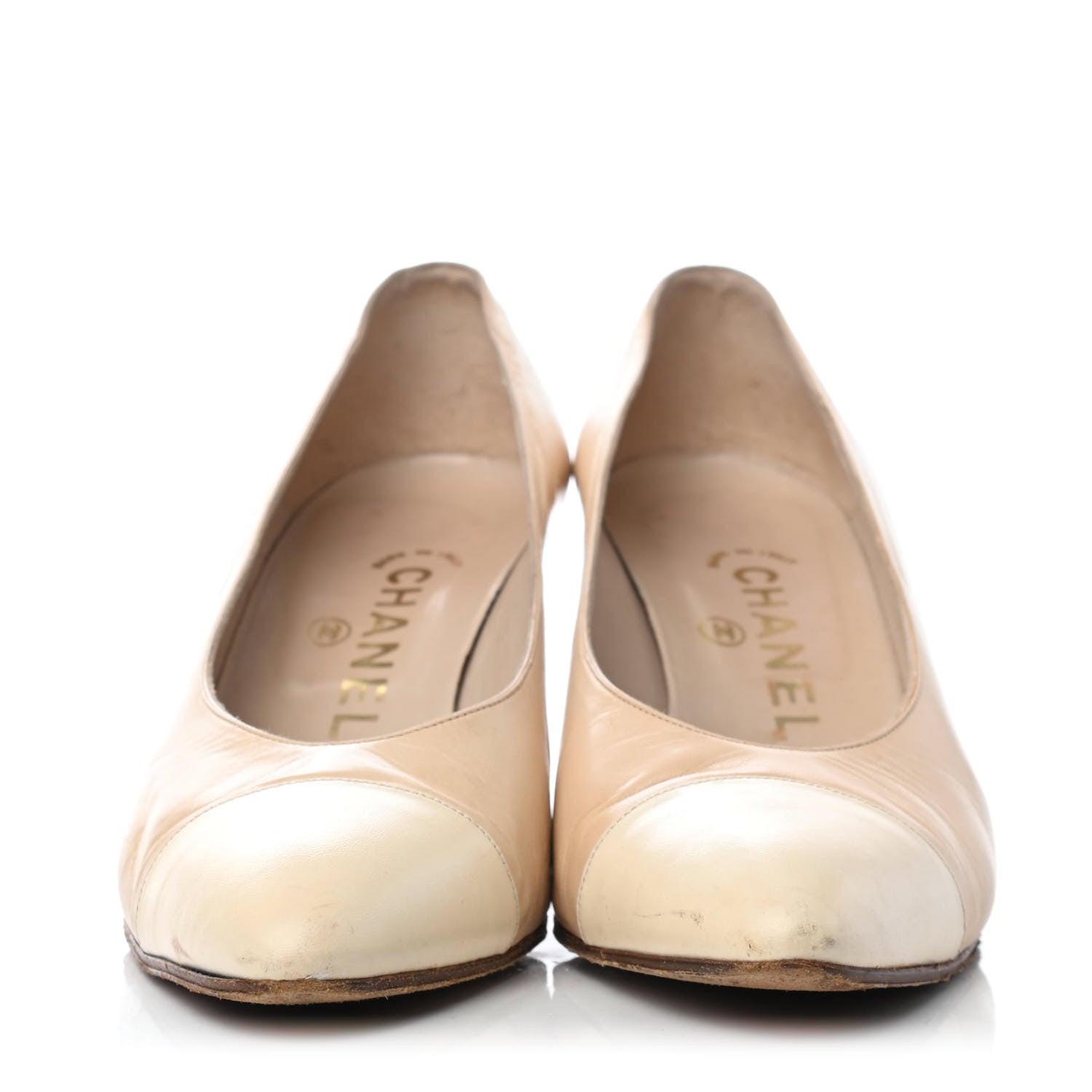 Chanel Lambskin Cap Toe Pumps 36 Beige 2 of 4