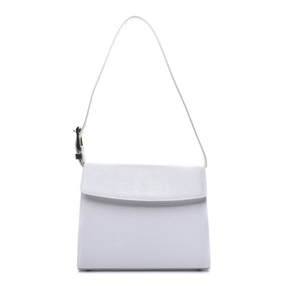 Balenciaga Patent Calfskin Lizard Embossed Medium Ghost Shoulder Bag Optic White 1 of 10
