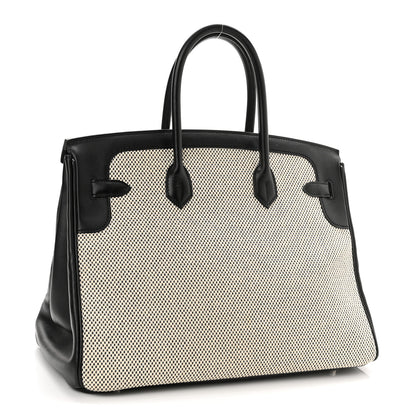 Hermes Toile Swift Birkin 35 Natural Black 2 of 15
