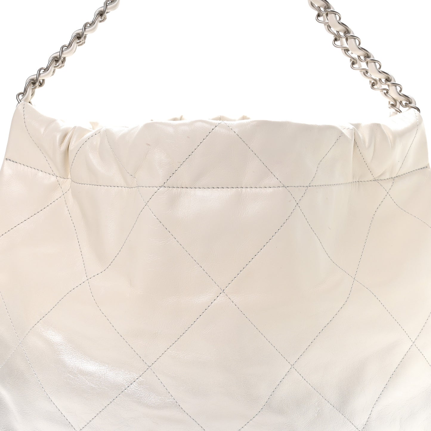 Metallic Shaded Calfskin Quilted Chanel 22 White Silver