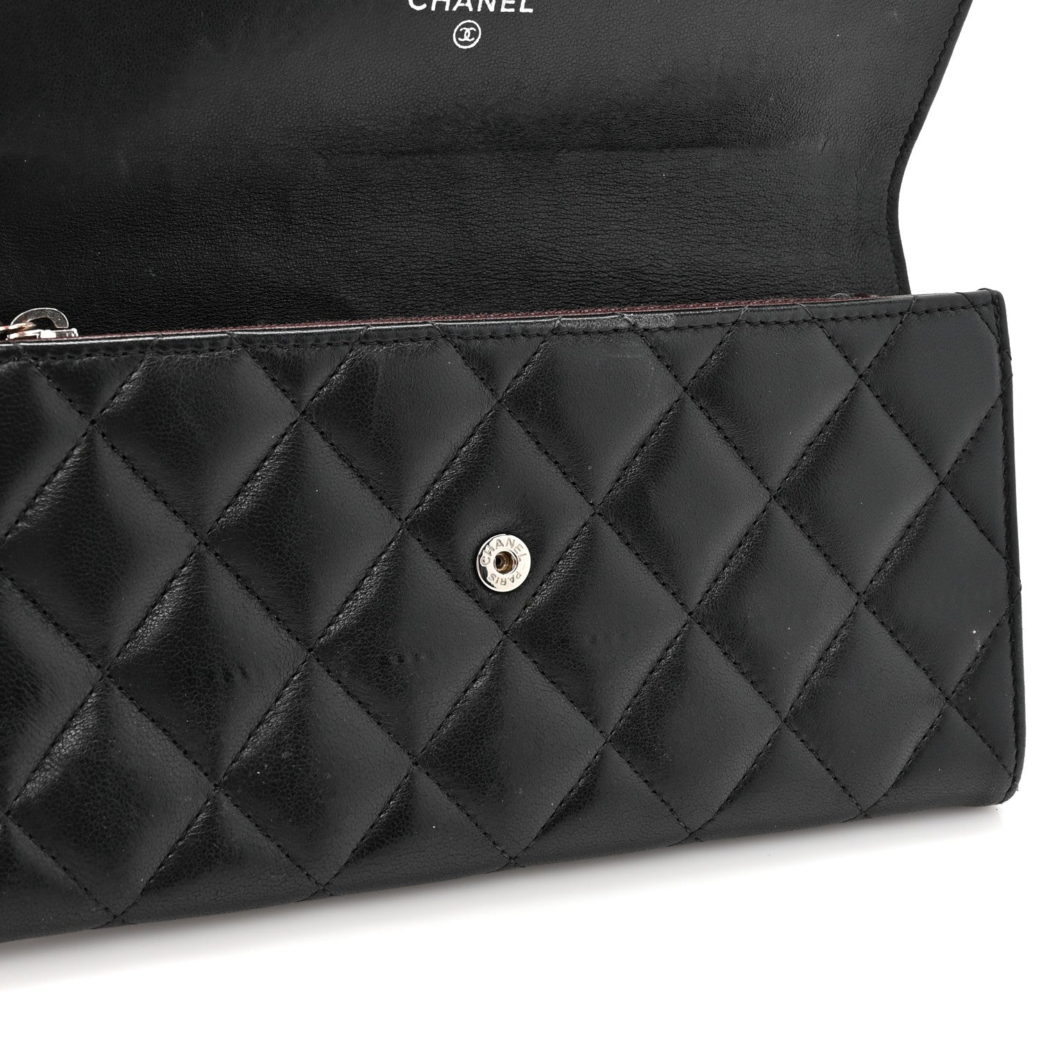 Chanel Lambskin Quilted Large Gusset Flap Wallet Black 11 of 19