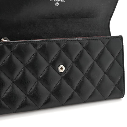 Chanel Lambskin Quilted Large Gusset Flap Wallet Black 11 of 19