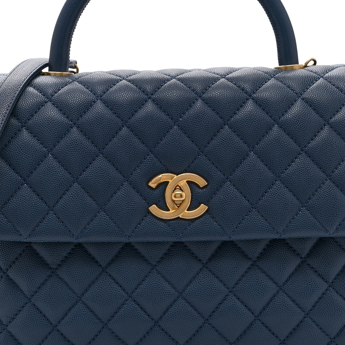 Caviar Quilted Medium Coco Handle Flap Blue