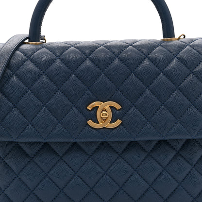Chanel Caviar Quilted Medium Coco Handle Flap Blue 9 of 12