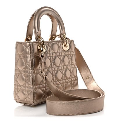 Christian Dior Metallic Lambskin Cannage Small My ABCDior Lady Dior Gold 3 of 11