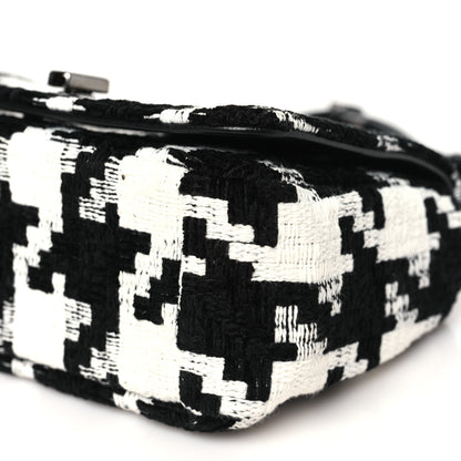 Christian Dior Tweed Macro Houndstooth Small Caro Bag Black White 9 of 10