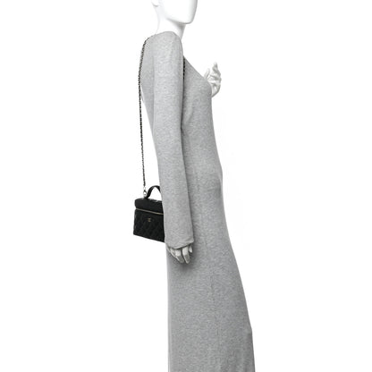 Chanel Caviar Quilted Top Handle Slim Vanity With Chain Black 2 of 10