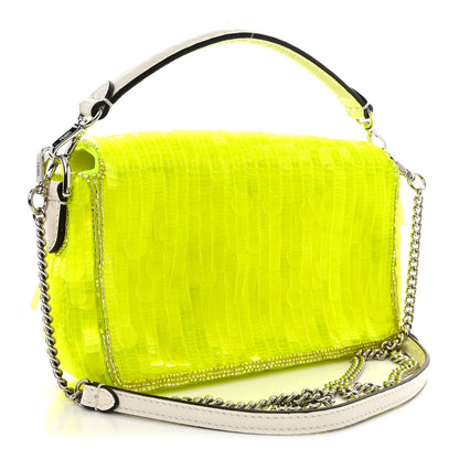 Fendi Transparent Paillettes Elaphe Mini Baguette Yellow Fluo Avorio 3 of 10