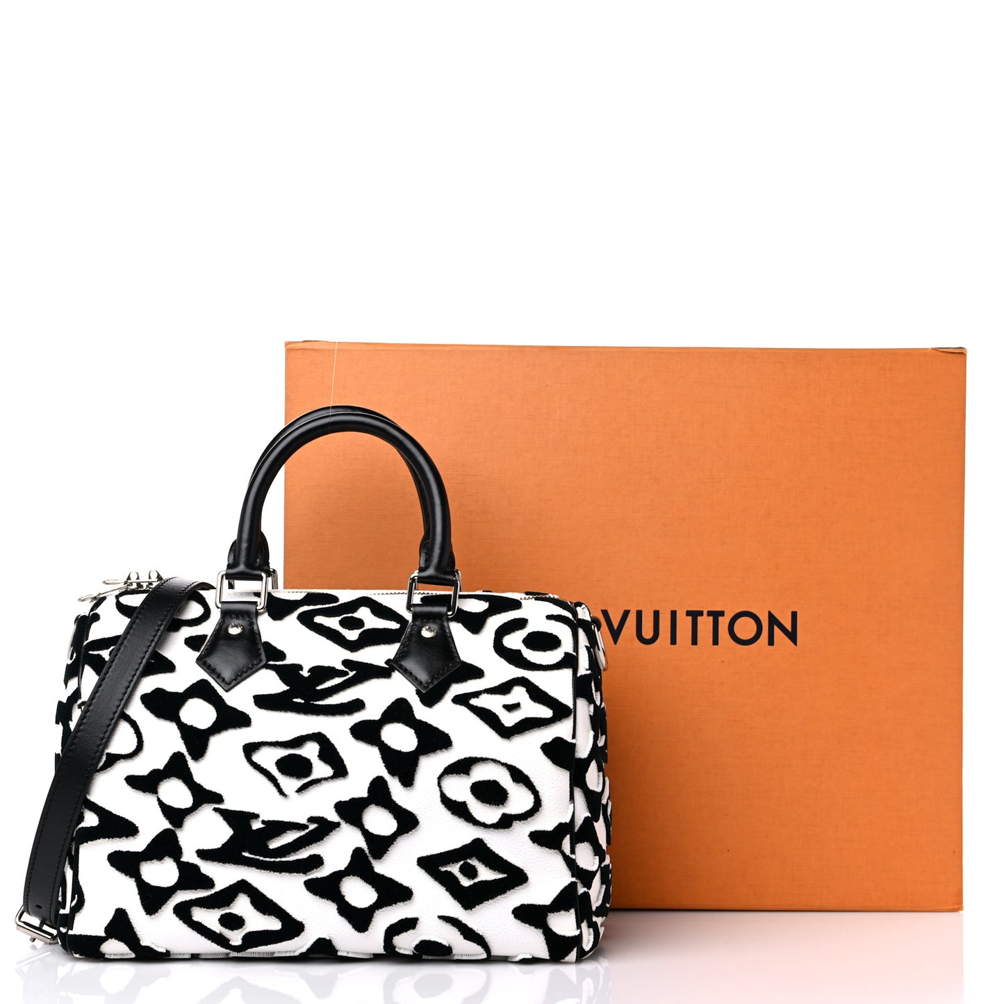 X UF Tufted Monogram Speedy Bandouliere 25 White Black