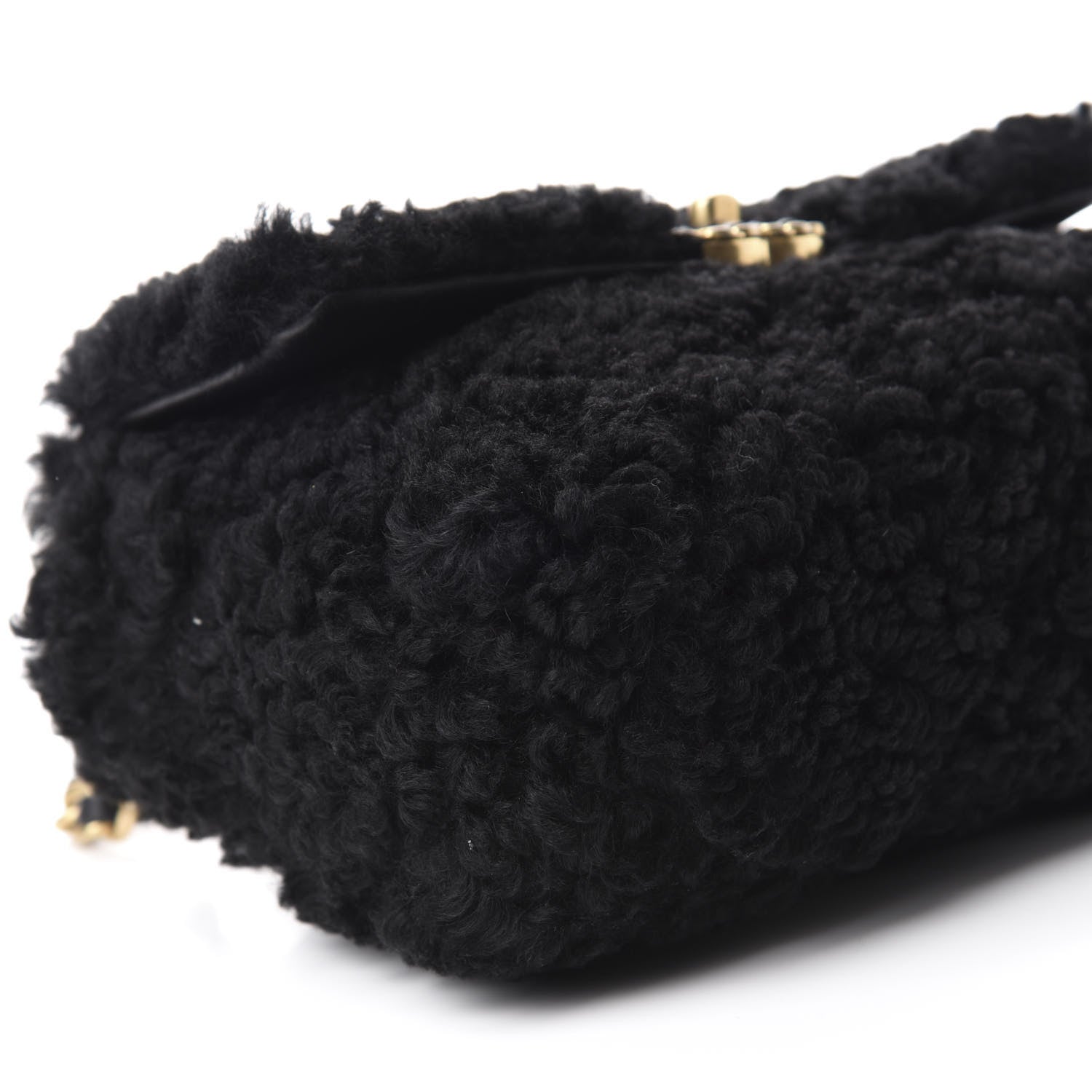 Chanel Shearling Sheepskin Medium 19 Flap Black 6 of 11