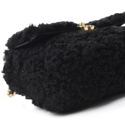 Chanel Shearling Sheepskin Medium 19 Flap Black 6 of 11
