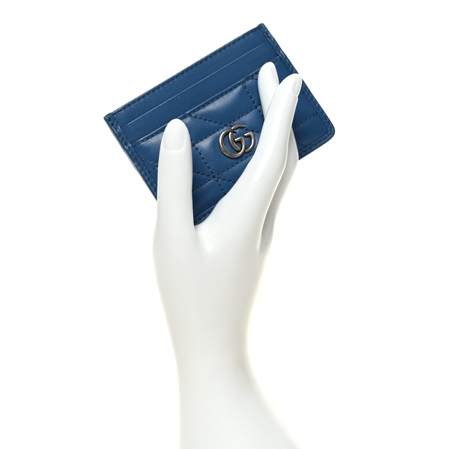 Calfskin Matelasse Aria GG Marmont Card Holder Clear Blue