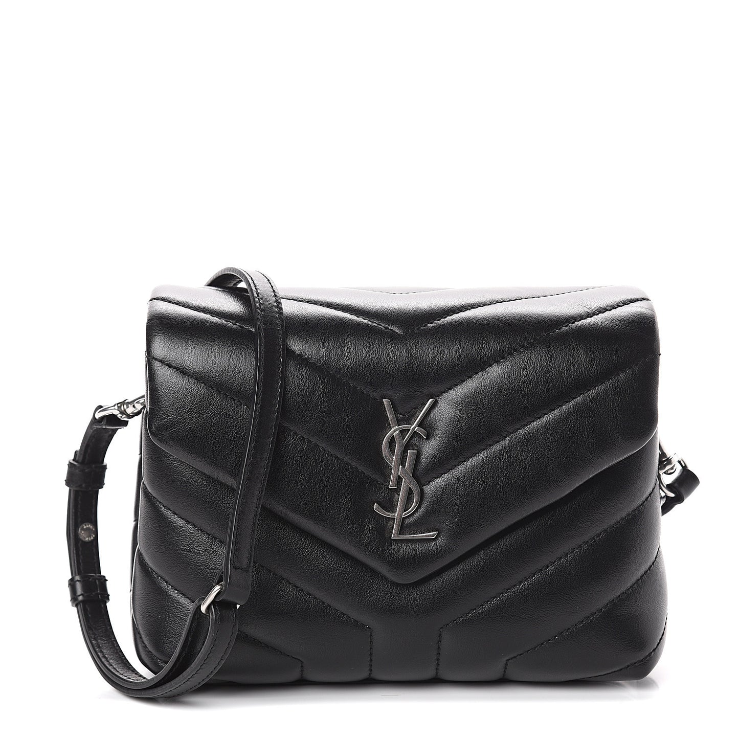 Calfskin Y Quilted Monogram Toy Loulou Crossbody Bag Black