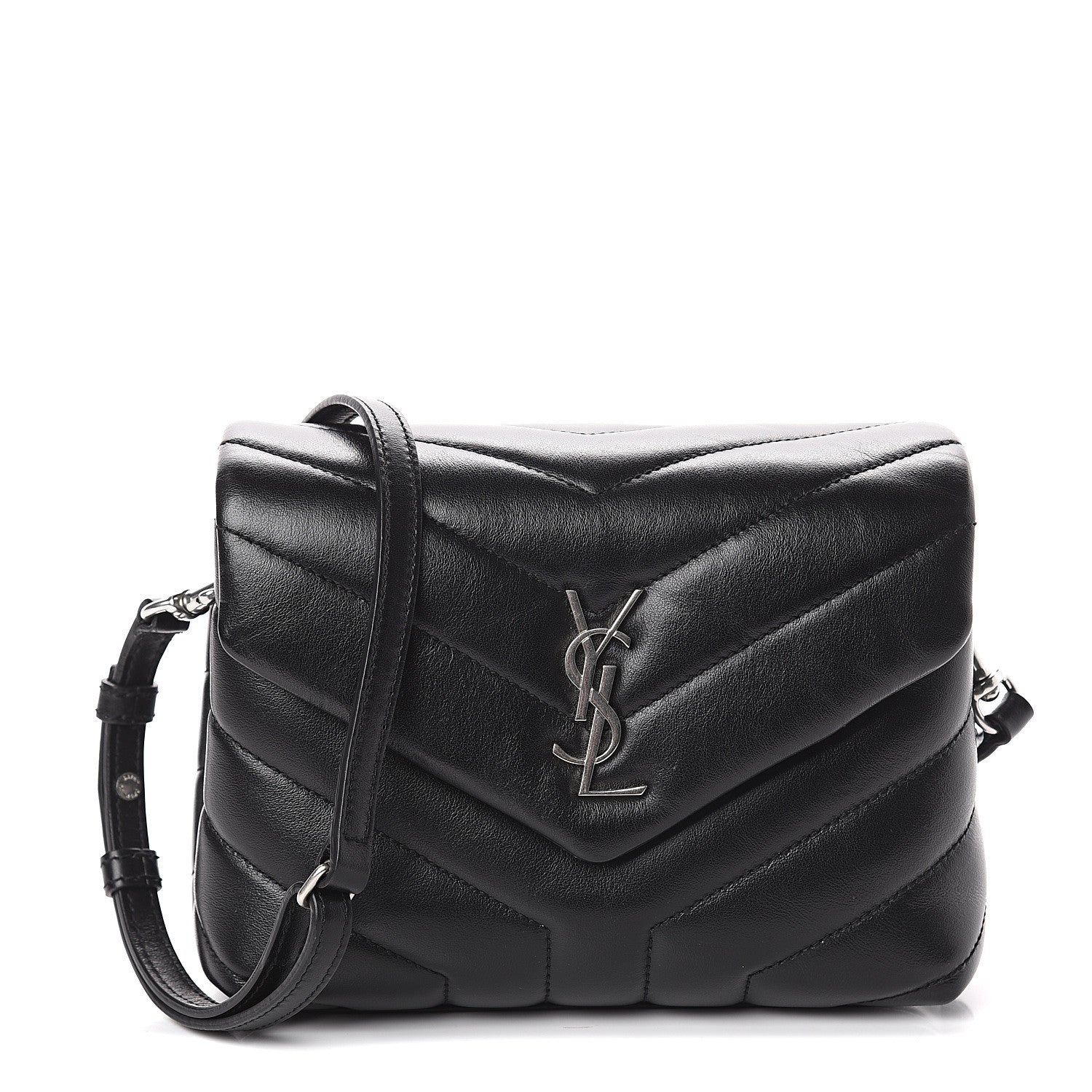 Saint Laurent Calfskin Y Quilted Monogram Toy Loulou Crossbody Bag Black 1 of 7