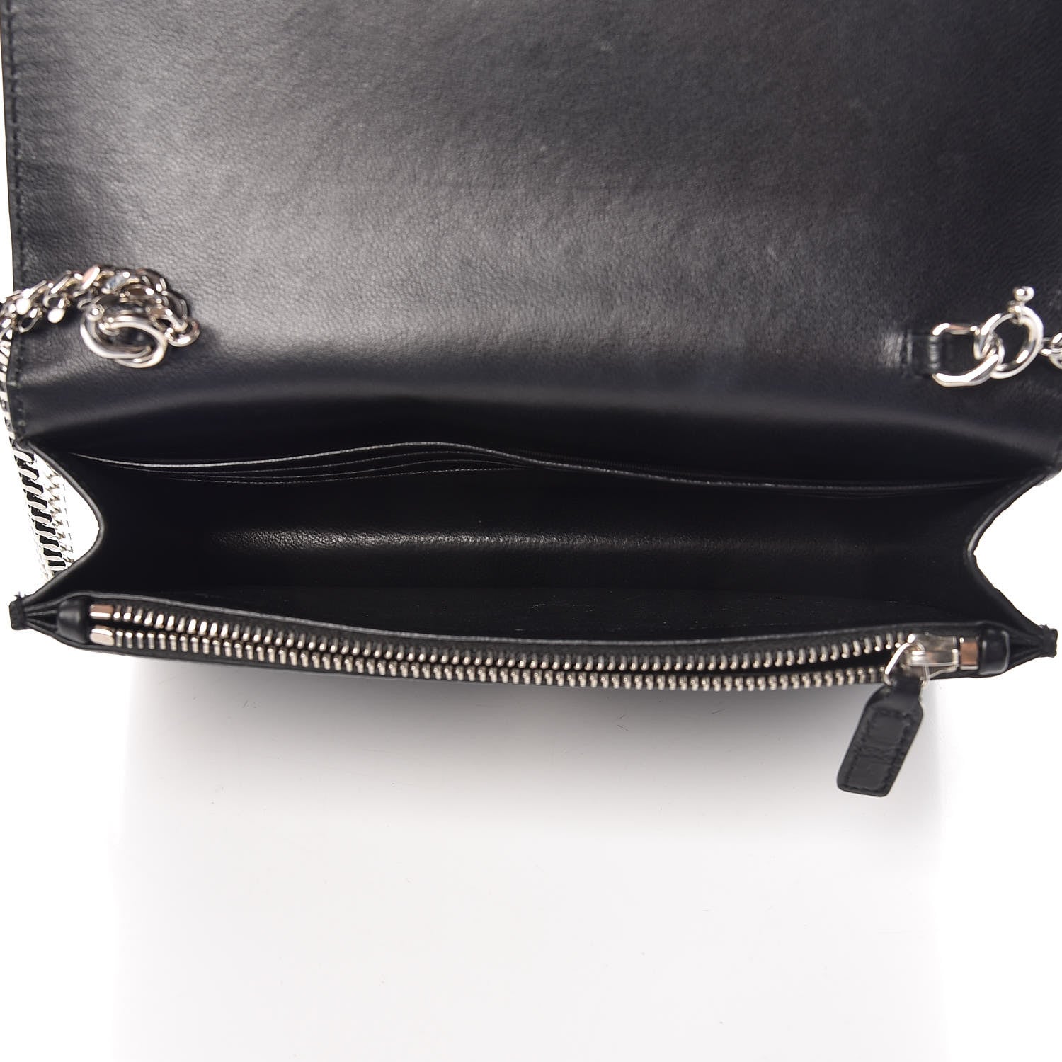 Saint Laurent Calfskin Crocodile Embossed Kate Monogram Tassel Chain Wallet Black 5 of 10