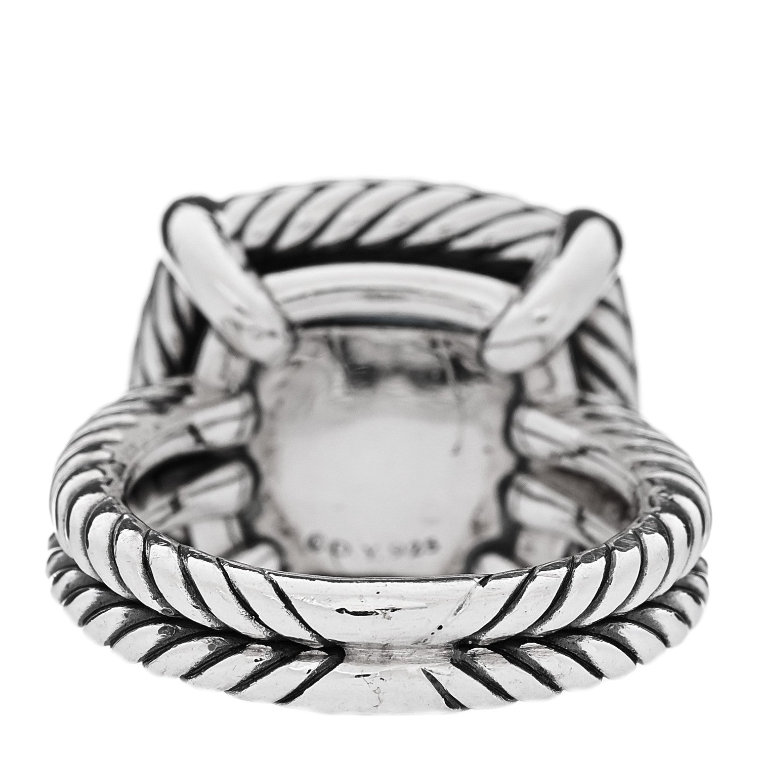 David Yurman Sterling Silver Diamond Hampton Blue Topaz 14mm Chatelaine Pave Bezel Ring 51 5.75 3 of 5