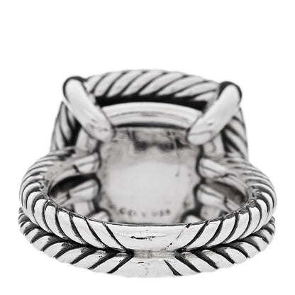 David Yurman Sterling Silver Diamond Hampton Blue Topaz 14mm Chatelaine Pave Bezel Ring 51 5.75 3 of 5
