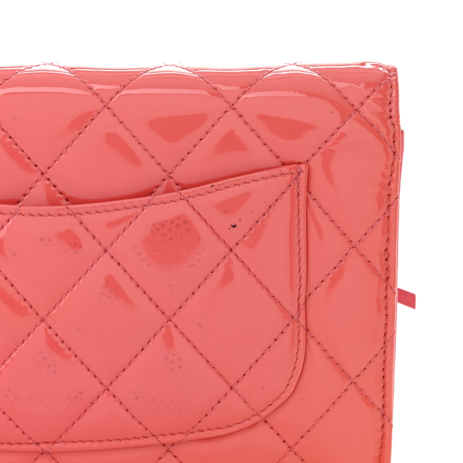 Chanel Patent Calfskin Quilted Wallet On Chain WOC Pink 13 of 15