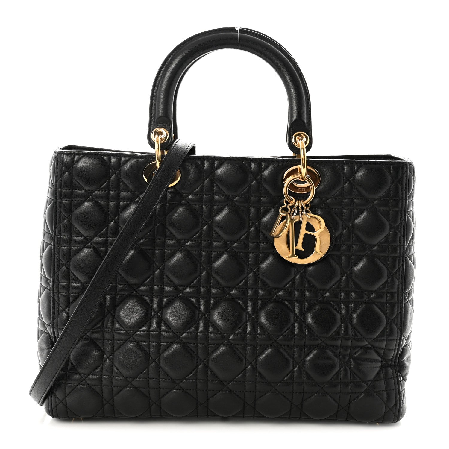 Christian Dior Lambskin Cannage Large Lady Dior Black 1 of 10