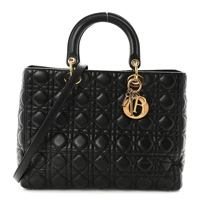 Christian Dior Lambskin Cannage Large Lady Dior Black 1 of 10