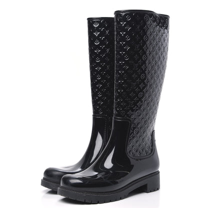 Louis Vuitton Rubber Embossed Monogram Splash Rain Boots 40 Black 3 of 8