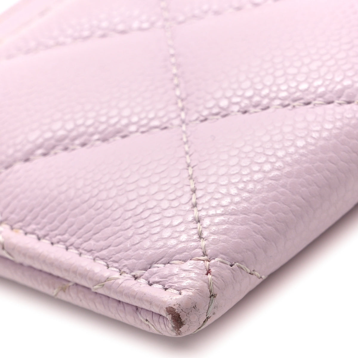 Caviar Quilted Card Holder Light Purple