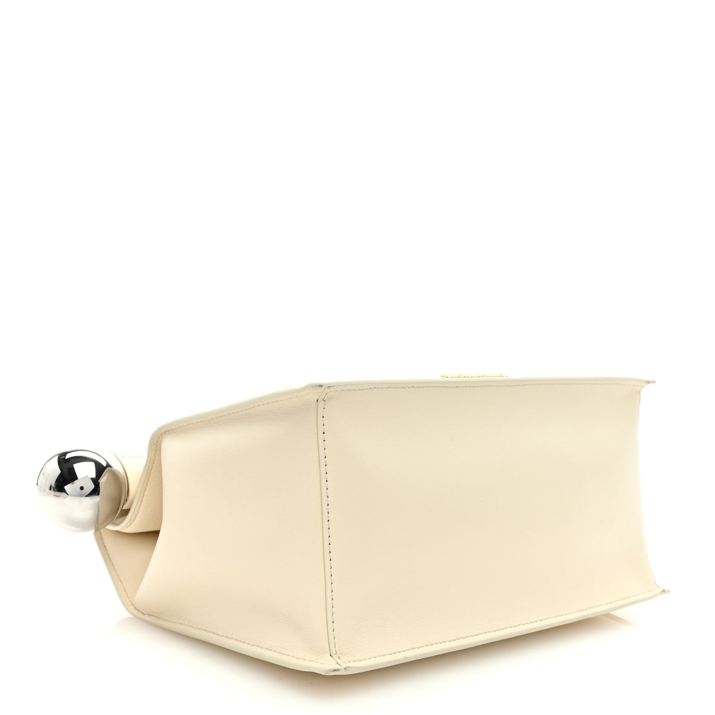 Smooth Calfskin La Pochette Rond Carre Light Ivory