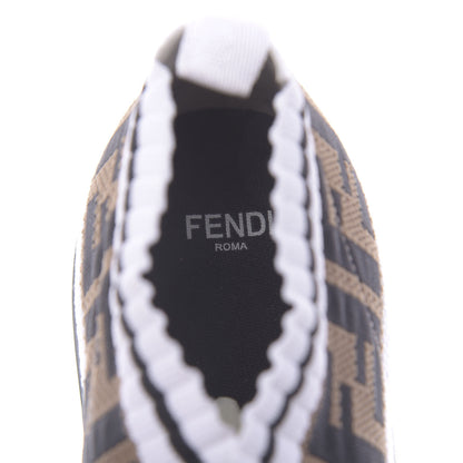 Fendi Stretch Yarn FF Stiff Band Rockoko Sneakers 39.5 White Black Tobacco 8 of 9