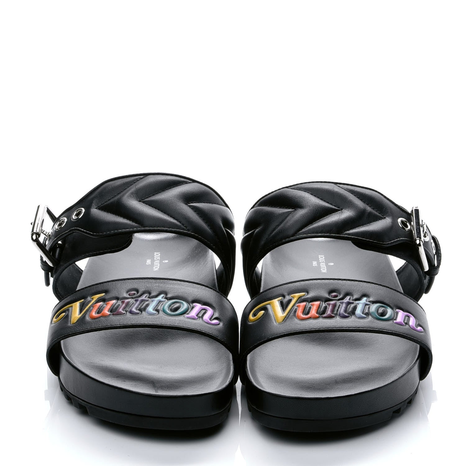 Louis Vuitton Calfskin New Wave Bom Dia Mule Sandals 40 Black 2 of 9