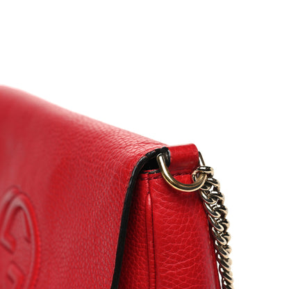 Gucci Pebbled Calfskin Medium Soho Flap Crossbody Vibrant Red 15 of 16