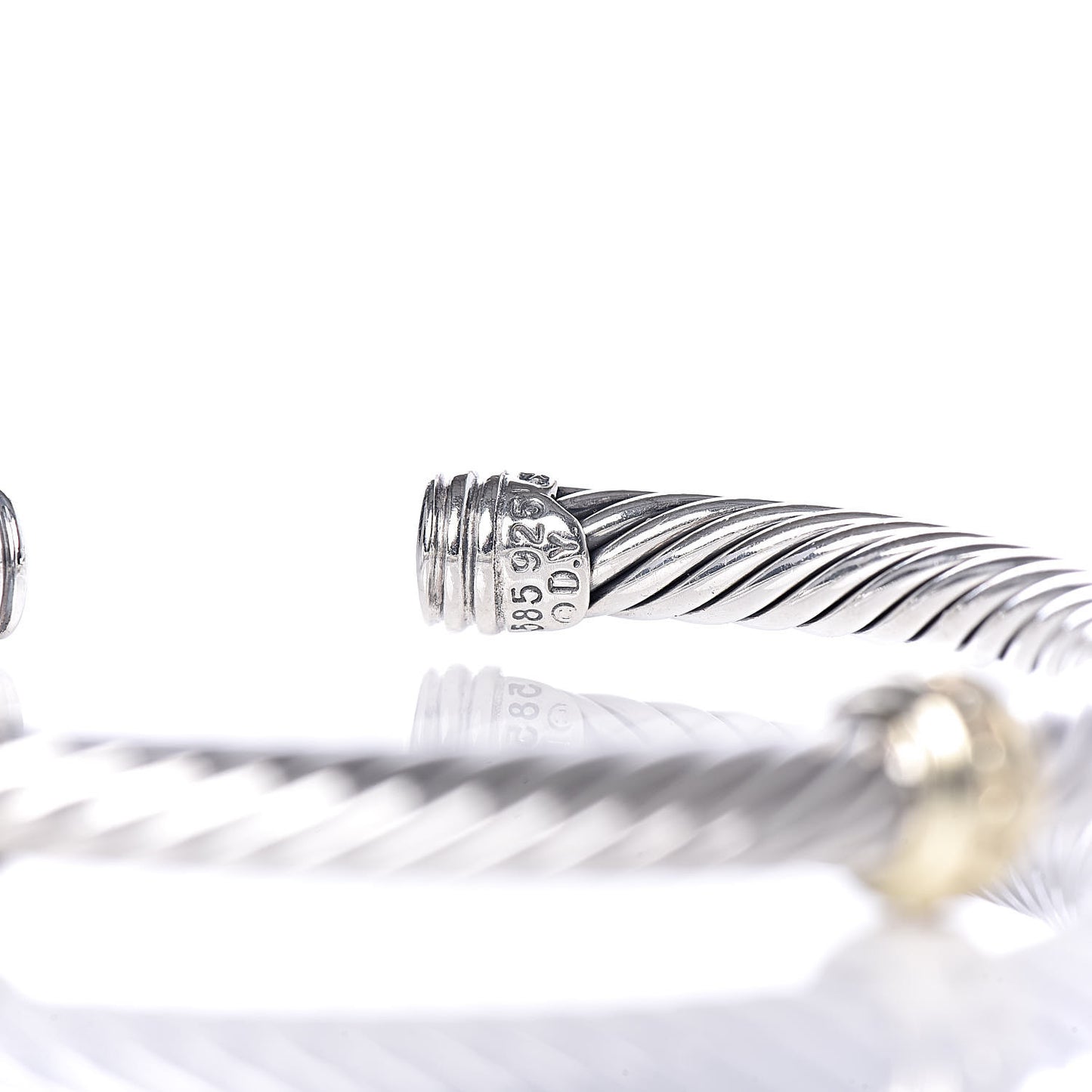 Sterling Silver 14K Yellow Gold 5mm Cable Classics Two Station Bracelet