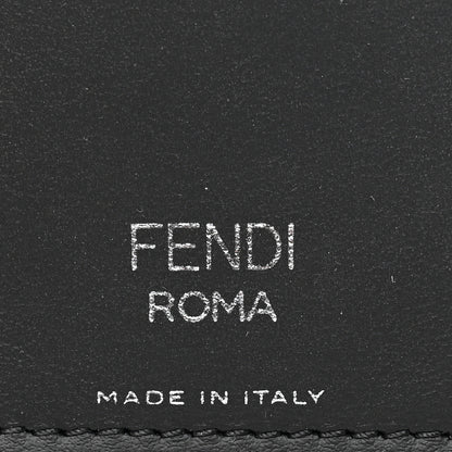 Fendi Vitello Century Matte Glazed Fabric FF Card Holder Tobacco Black 6 of 7