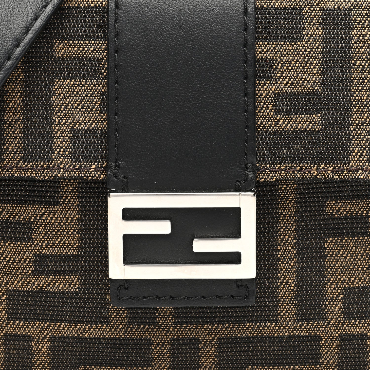 Fendi Recycled Fabric Jacquard Vitello Grace FF 1974 Baguette Belt Pouch Tobacco Moro Black 8 of 10