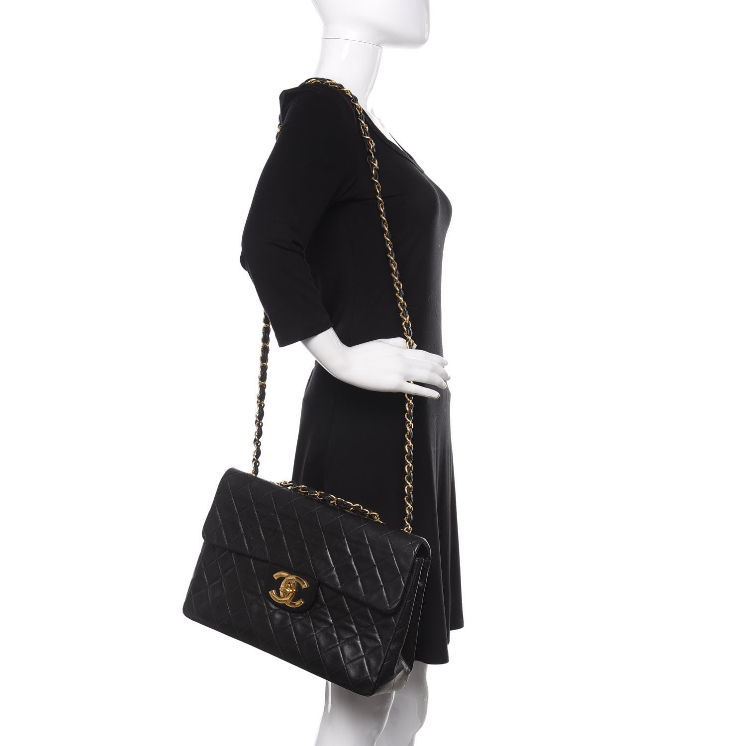 Chanel Lambskin Quilted XL Jumbo Single Flap Black 3 of 16