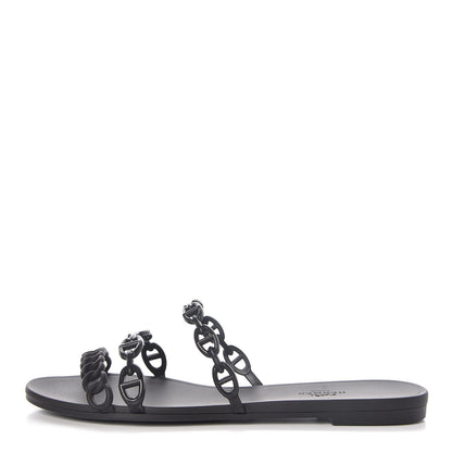 Hermes Rubber Chaine d'Ancre Rivage Sandals 39 Black 1 of 8