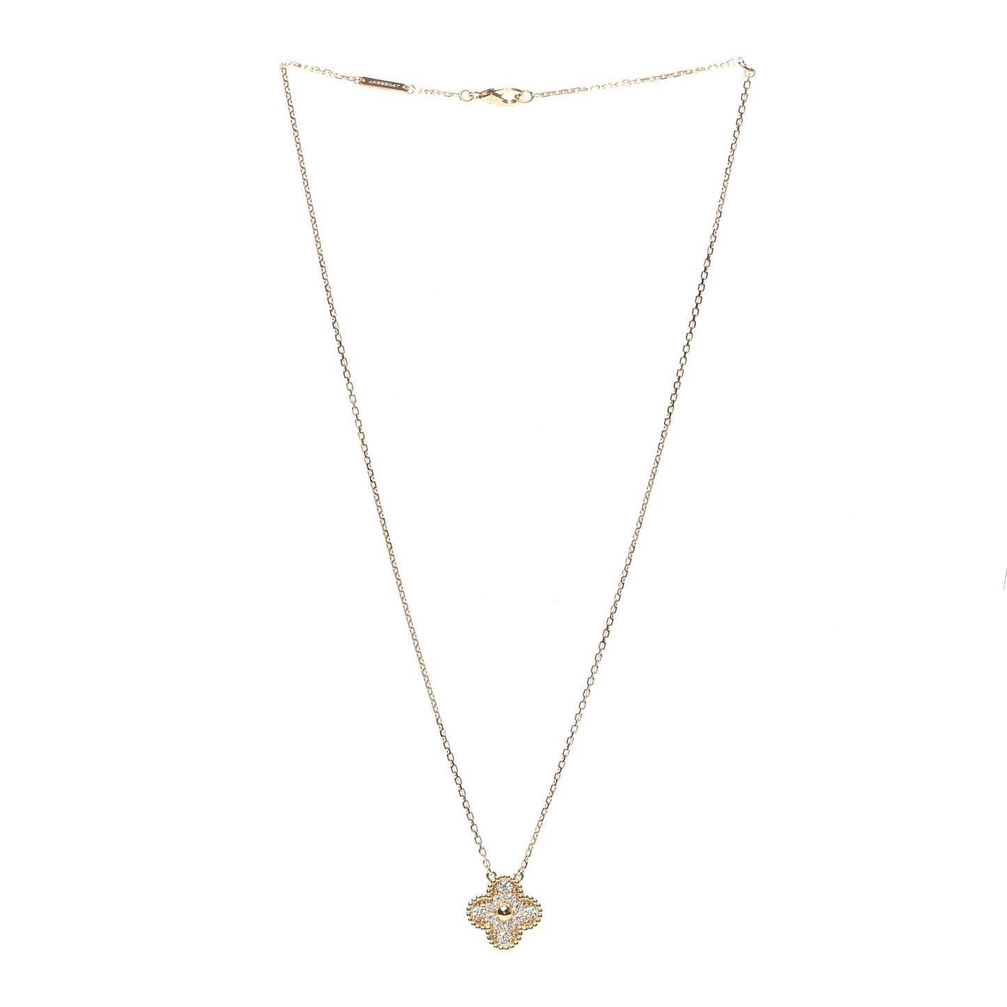 18K Yellow Gold Diamond Vintage Alhambra Pendant Necklace