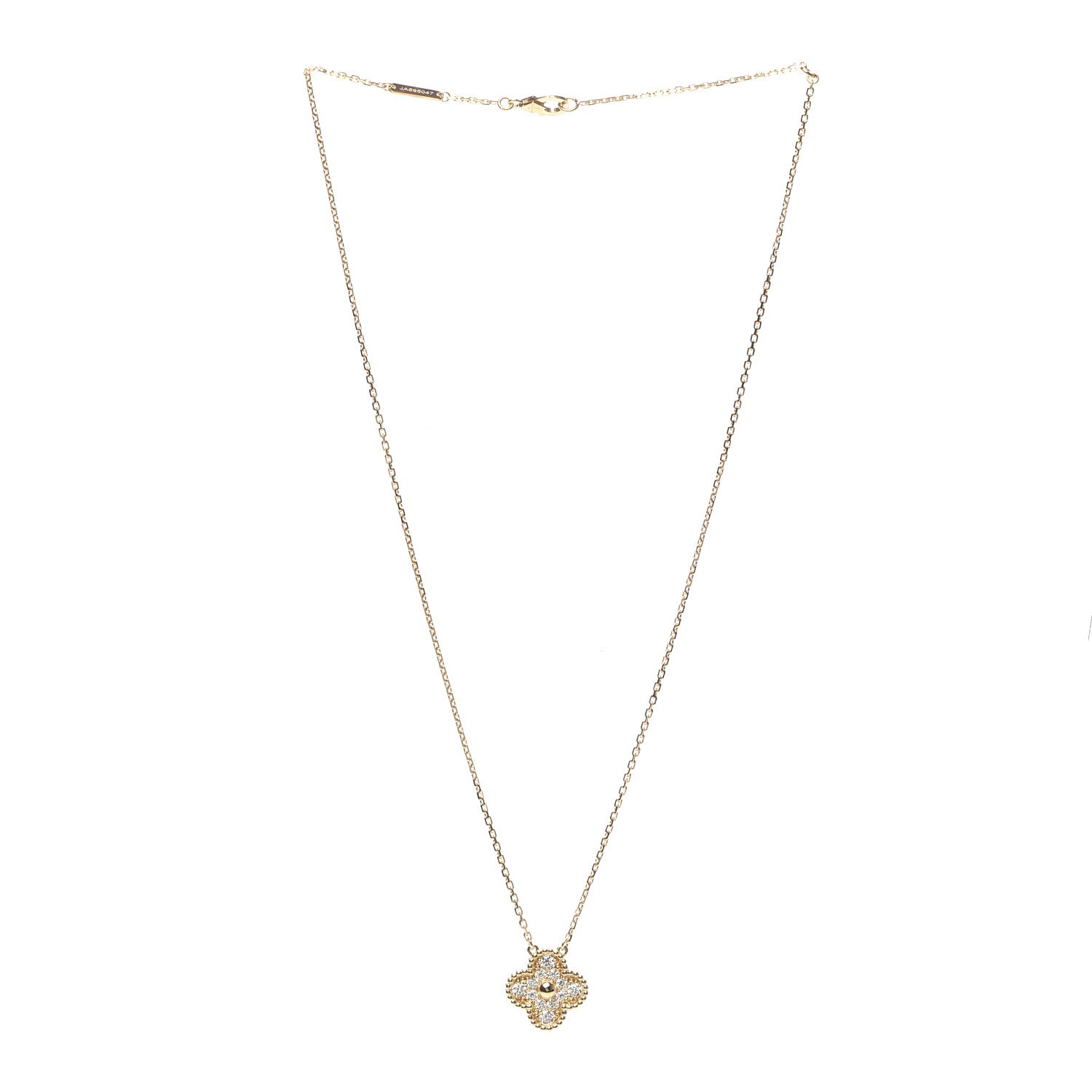 Van Cleef & Arpels 18K Yellow Gold Diamond Vintage Alhambra Pendant Necklace 3 of 7