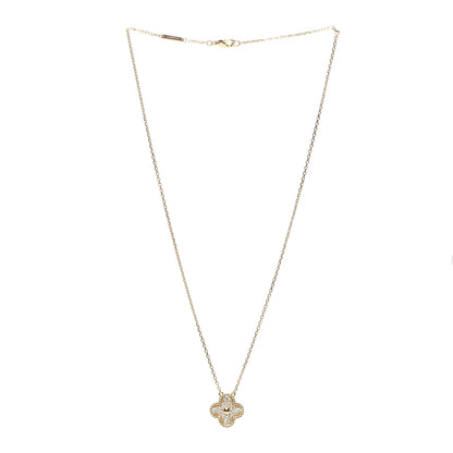 Van Cleef & Arpels 18K Yellow Gold Diamond Vintage Alhambra Pendant Necklace 3 of 7
