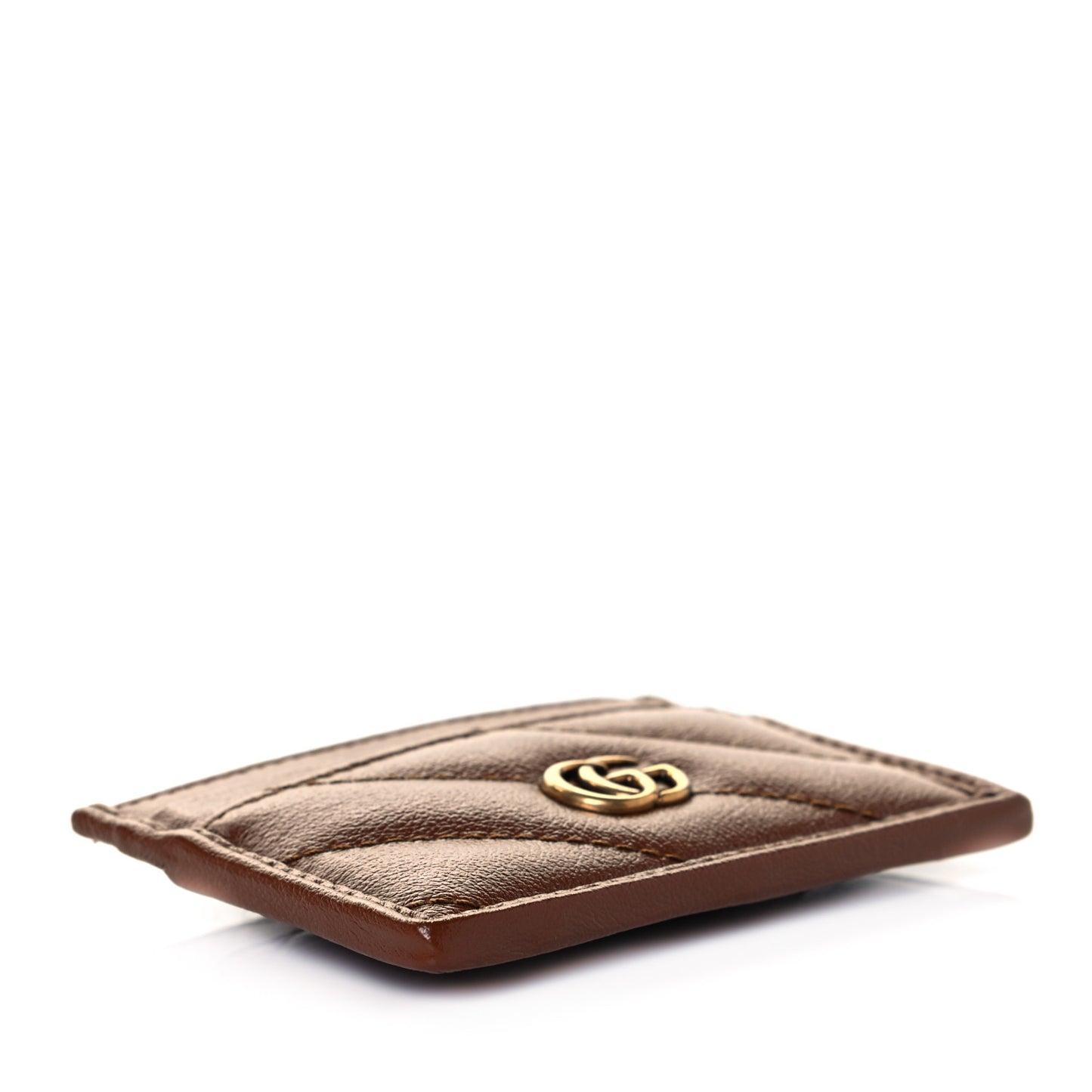 Azalea Calfskin Matelasse Diagonal GG Marmont Card Holder Cuir