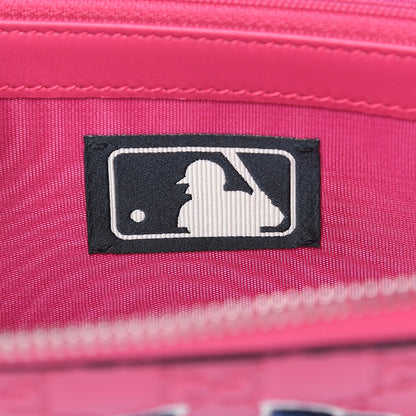 Gucci X MLB Guccissima Signature NY Yankees Embroidered Zip Around Wallet Box Pink Blue Ivory 8 of 10