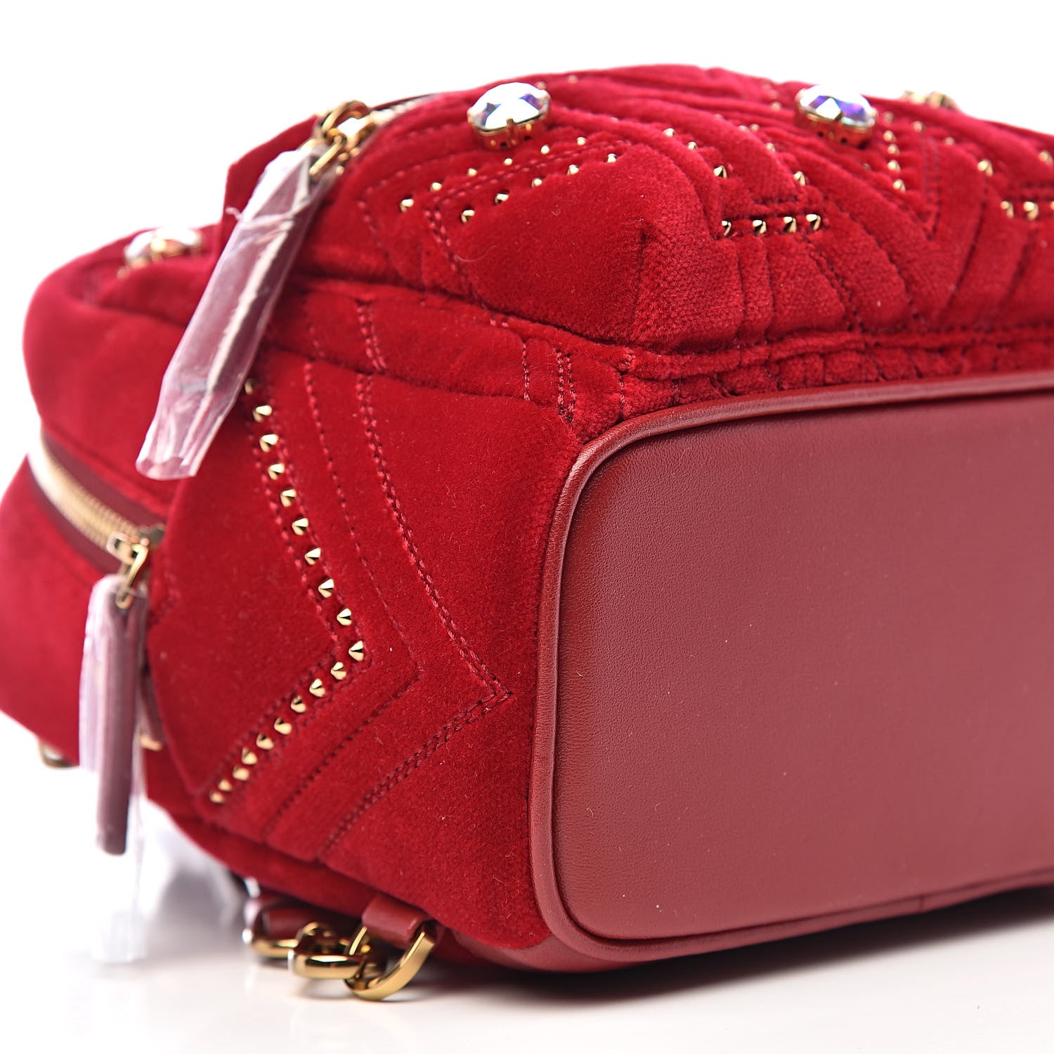 MCM Velvet Swarovski Crystal Bebe Boo Backpack Viva Red 8 of 10