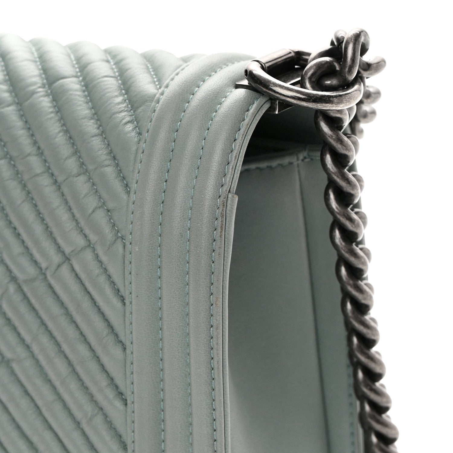 Chanel Calfskin Chevron New Medium Boy Flap Light Blue 15 of 16