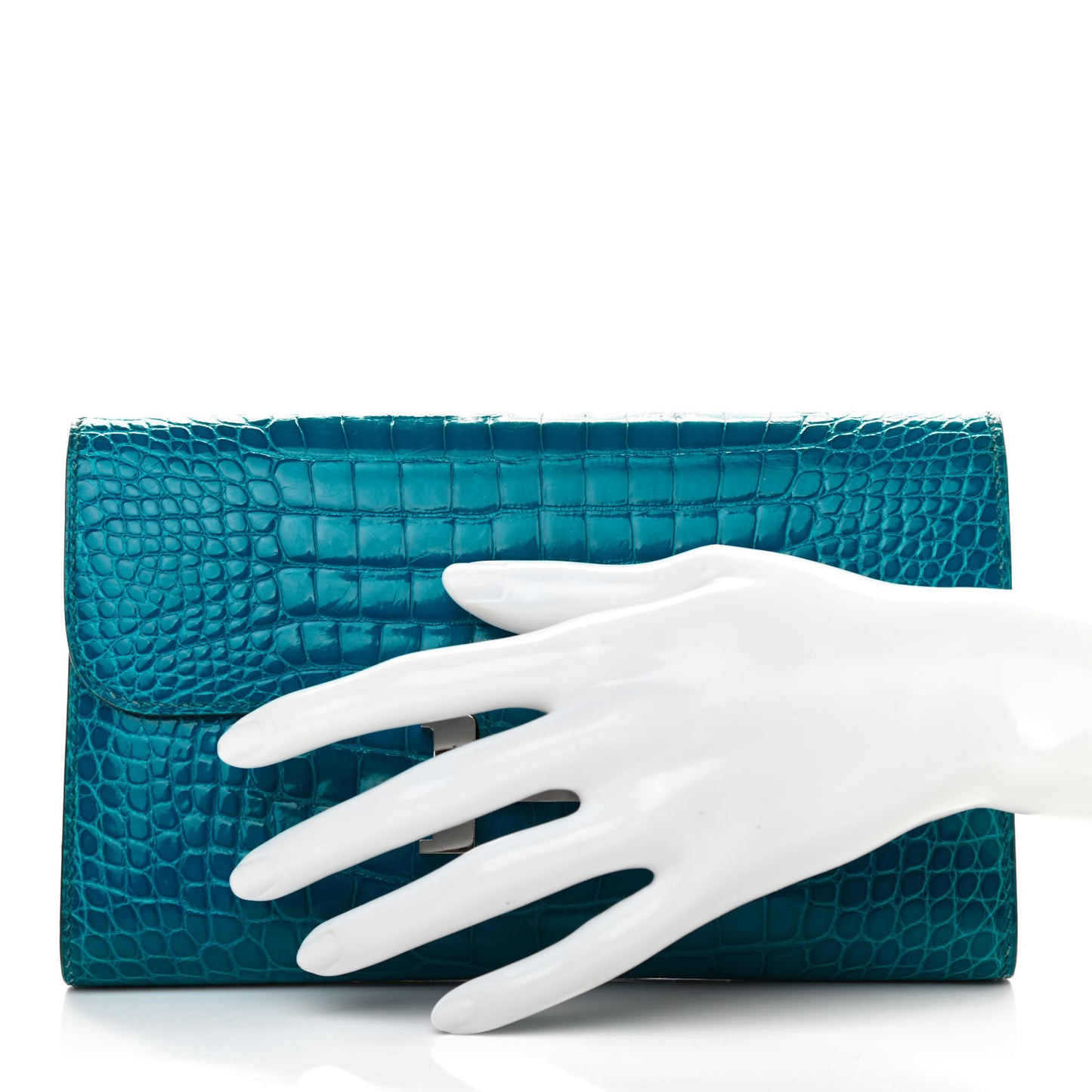 Shiny Alligator Constance Wallet Bleu Izmir