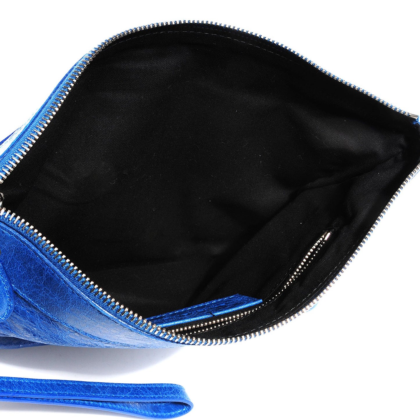 Agneau Giant 21 Silver Hardware Flat Handle Clutch Electric Bleu
