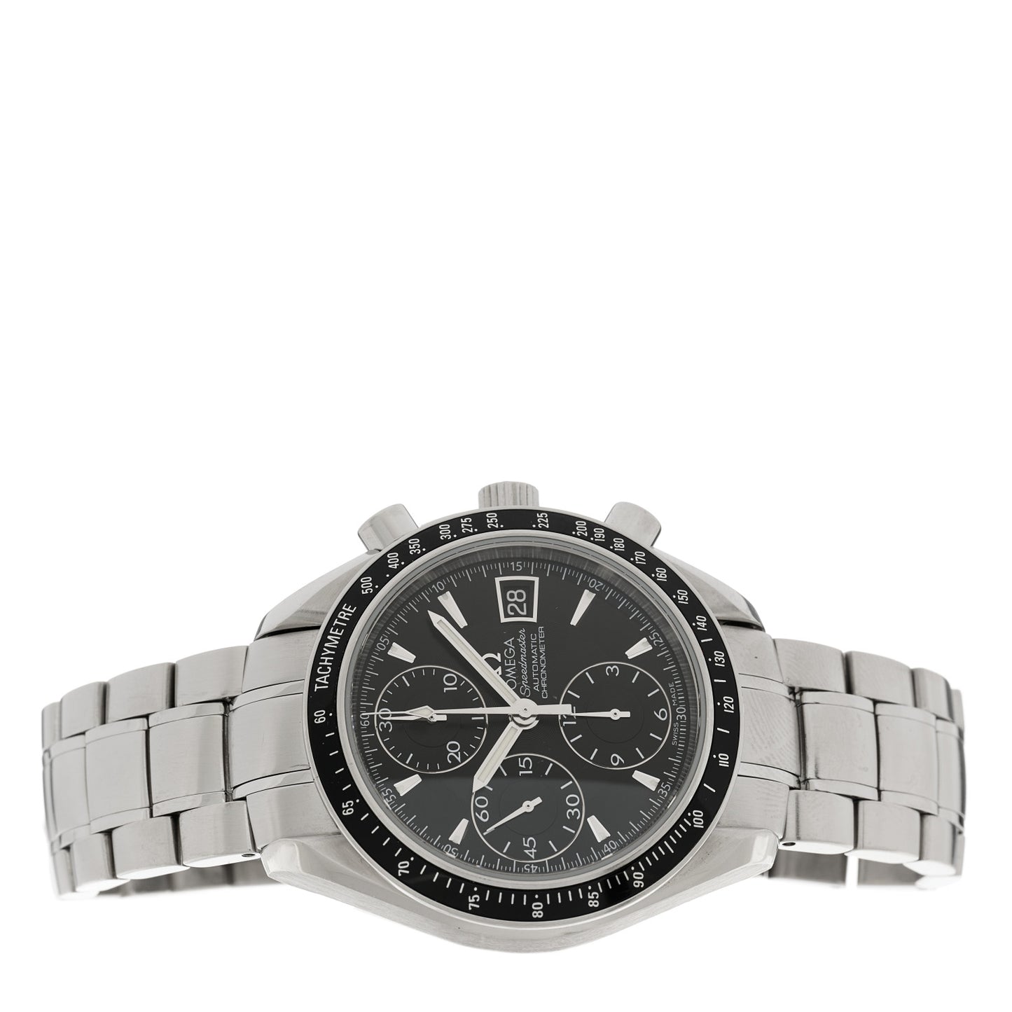 Stainless Steel 40mm Speedmaster Date Chronograph Automatic Watch Black 3210.50.00