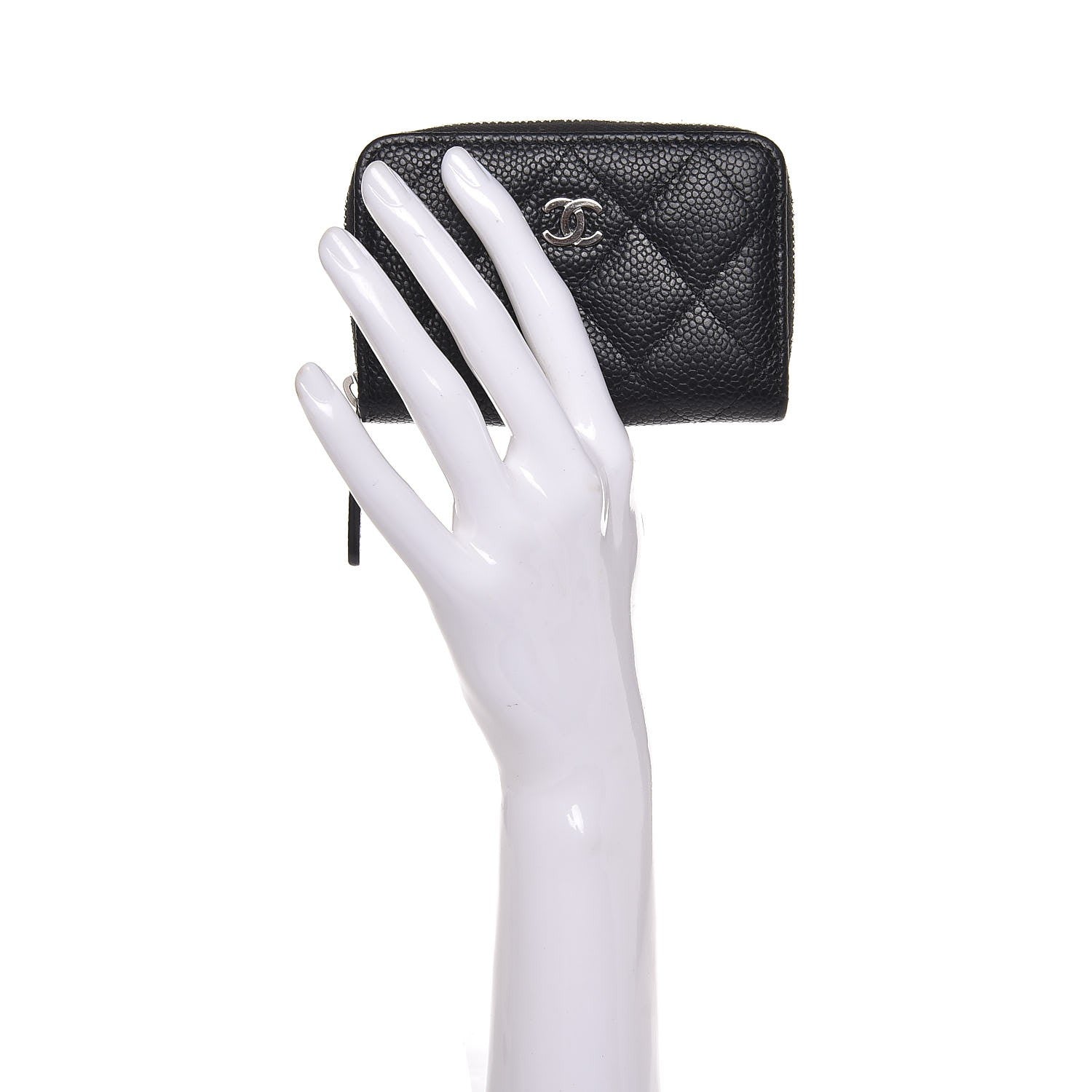 Chanel Caviar Quilted Zip Coin Purse Black 2 of 8