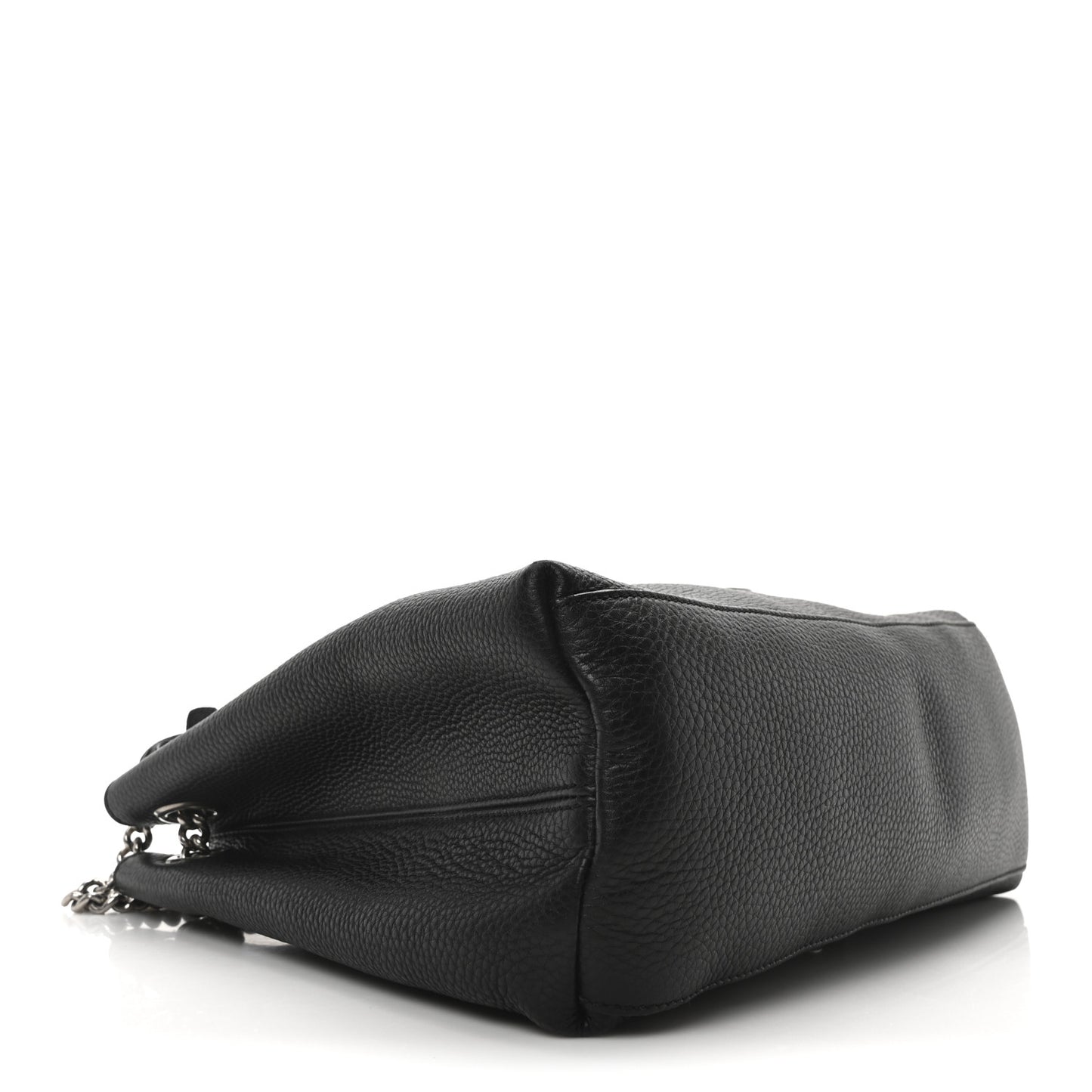 Pebbled Calfskin Studded Medium Soho Chain Shoulder Bag Black