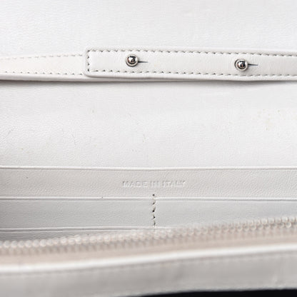 Saint Laurent Calfskin Crocodile Embossed Monogram Chain Wallet White 14 of 15