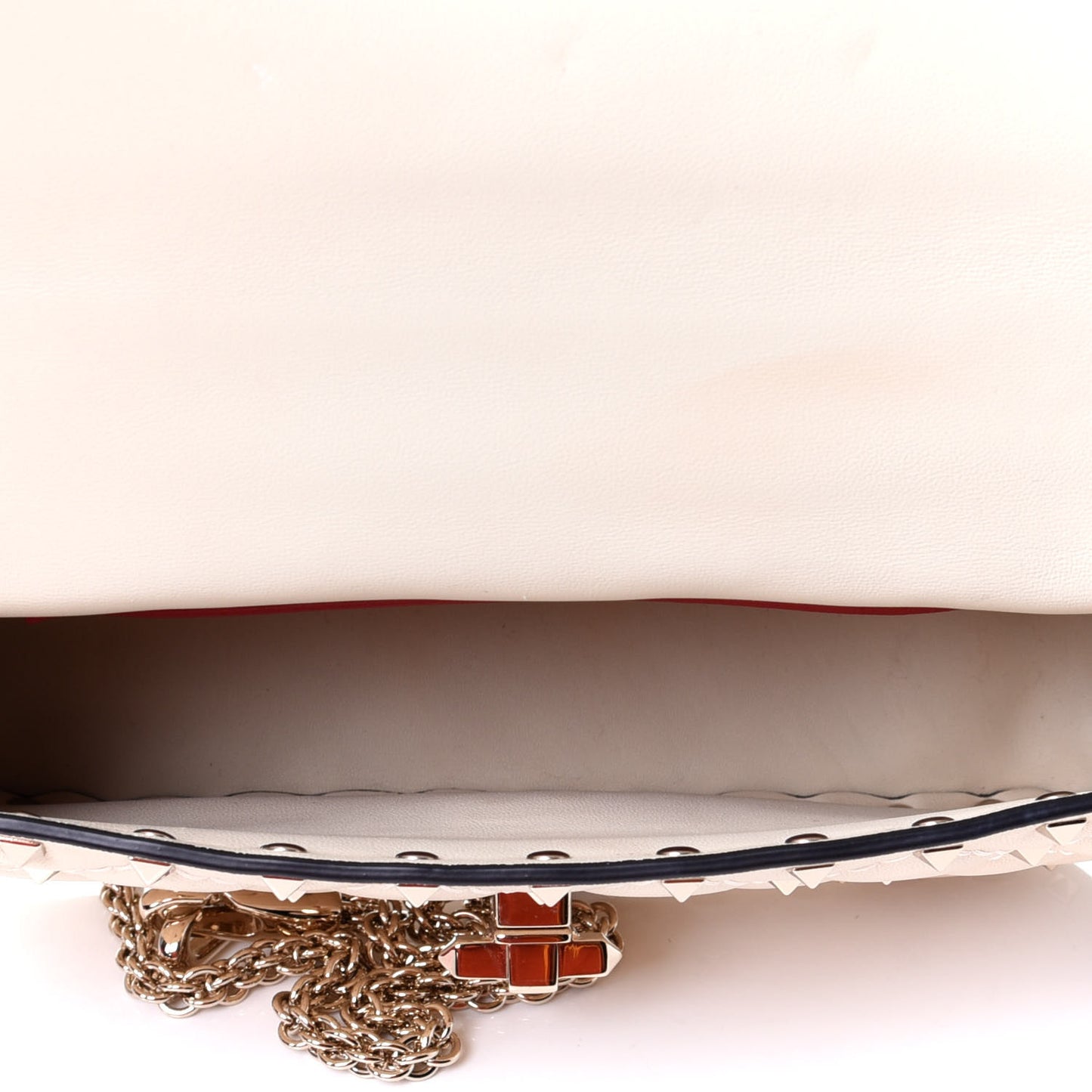 Nappa Small Rockstud Spike Shoulder Bag Light Ivory